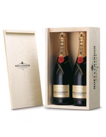 Caja madera 2 bot. Moet & Chandon Imperial 75cl.