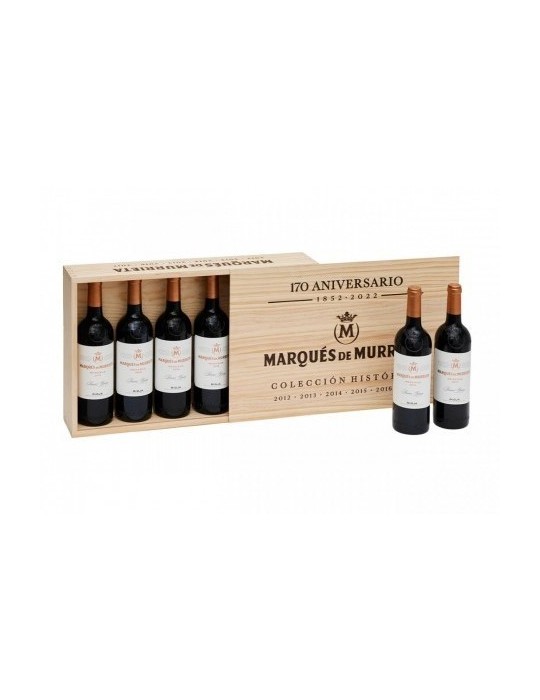 Caja madera Marques de Murrieta colección histórica 6 botellas