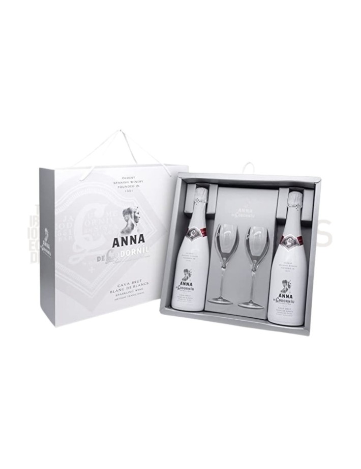 Estuche Cava Anna Blanc de Blancs Brut. 2 bot.+2 copas Estuche Cava Anna Blanc de Blancs Brut. 2 bot.+2 copas